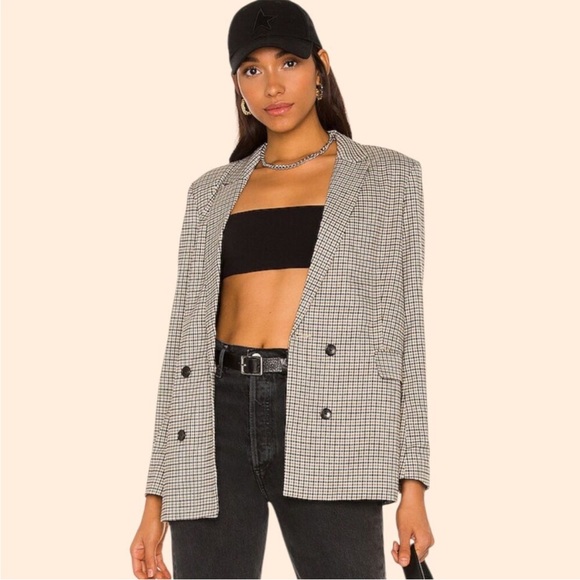 RAILS JAC BLAZER HONEY PLAID Houndstooth Double breasted  Blazer checkers Sz S - Picture 16 of 16